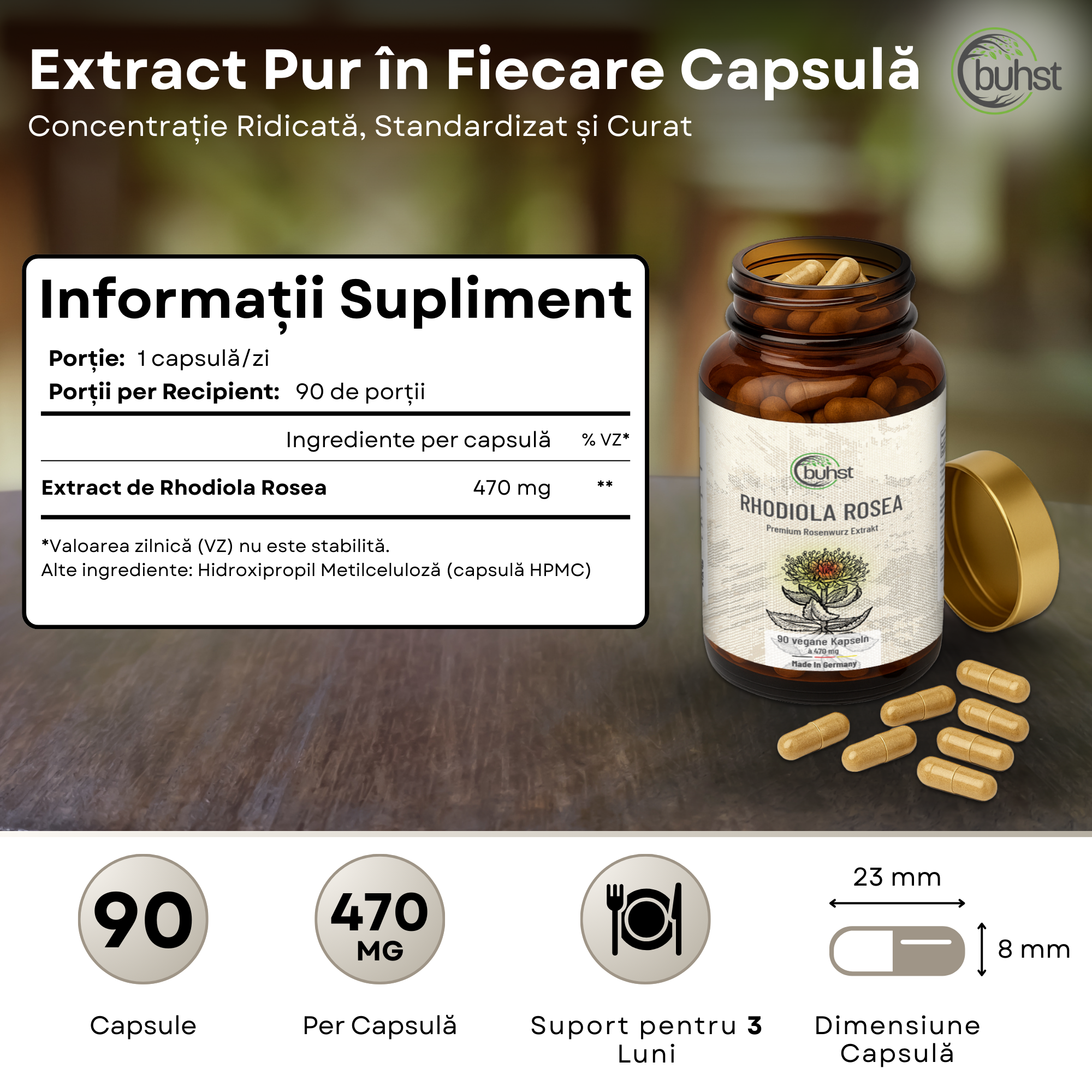 Rhodiola Rosea - 90 de capsule